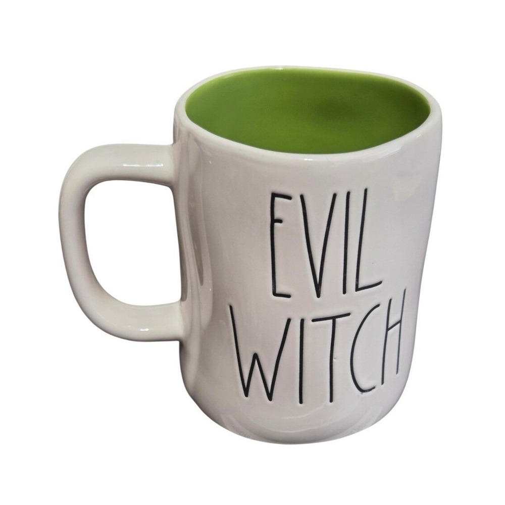 Rae Dunn + Disney Villains Ceramic Evil Witch Mug Green Interior Halloween